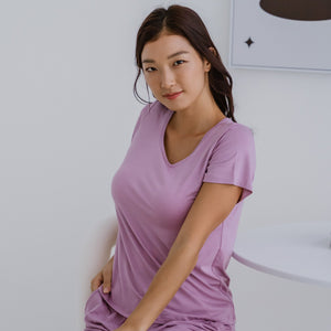 Everyday Bra-less Modal® Fabric Loungewear Set in Cloud Lilac (With In-Built Cups)
