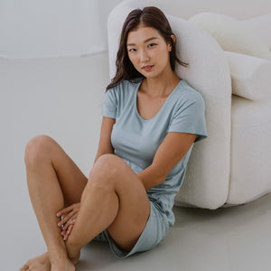 Everyday Bra-less Modal® Fabric Loungewear Set in Cloud Matcha (With In-Built Cups)