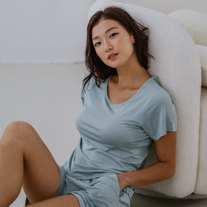 Everyday Bra-less Modal® Fabric Loungewear Set in Cloud Matcha (With In-Built Cups)