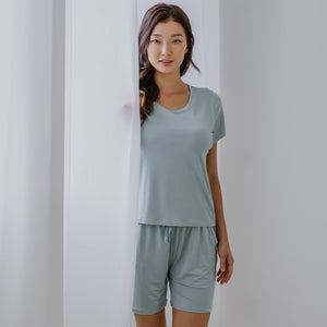 Everyday Bra-less Modal® Fabric Loungewear Set in Cloud Matcha (With In-Built Cups)