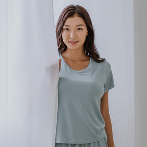 Everyday Bra-less Modal® Fabric Loungewear Set in Cloud Matcha (With In-Built Cups)