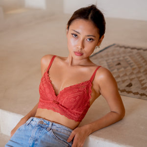 Lace Contour Super Push Up Wireless Bra in Poppy