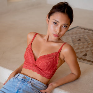 Lace Contour Super Push Up Wireless Bra in Poppy