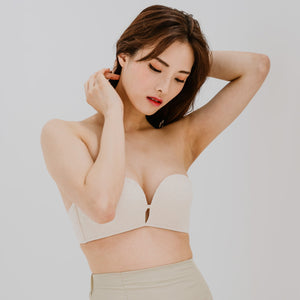 Lift It Up! V2.0 Lace 100% Non-Slip Super Push Up Strapless Wireless Bra in Soft Ivory