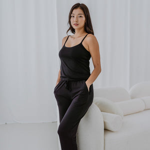 Everyday Bra-less Modal® Fabric Camisole Bra Top in Black (With In-Built Cups)