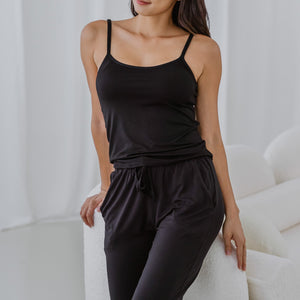Everyday Bra-less Modal® Fabric Camisole Bra Top in Black (With In-Built Cups)