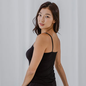 Everyday Bra-less Modal® Fabric Camisole Bra Top in Black (With In-Built Cups)