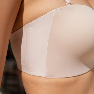 365 Front-Clasp! Anti-Slip Seamless Strapless Push Up Wireless Bra in Almond Nude