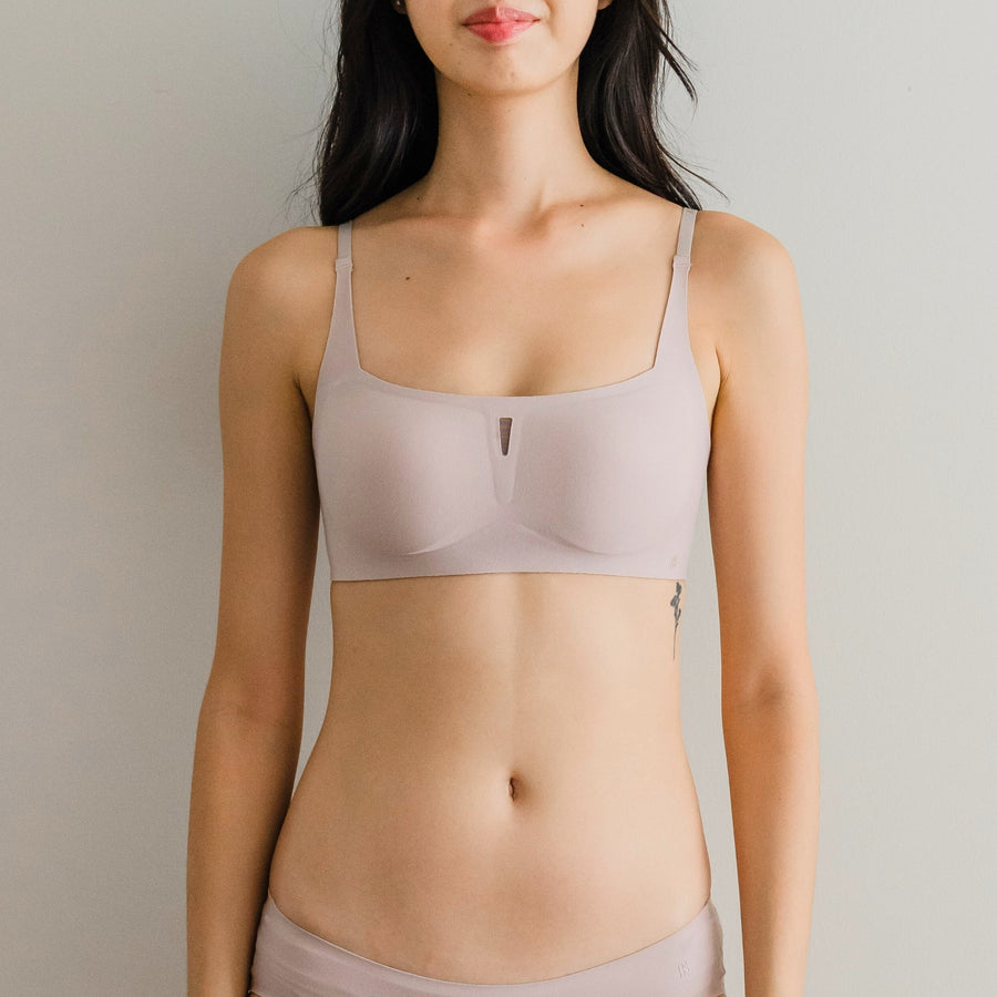 air-ee Cotton Square Neck Seamless Bra in Creamy Sakura (Machine Wash Edition)