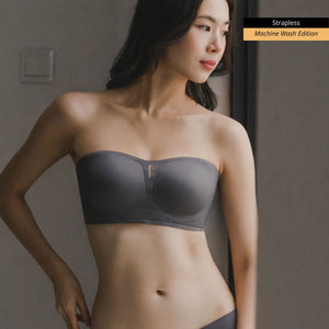 air-ee Seamless Anti-slip Strapless Bra in Charcoal (Machine Wash Edition)