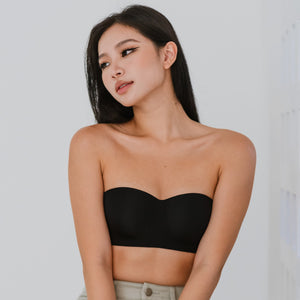 Full Scoop! Seamless Lightly-lined Anti-slip Strapless Wireless Bra in Black