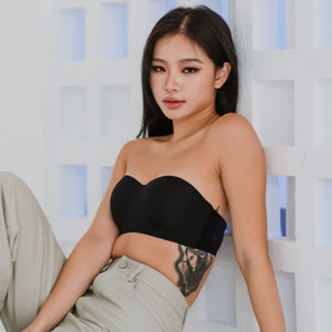 Full Scoop! Seamless Lightly-lined Anti-slip Strapless Wireless Bra in Black