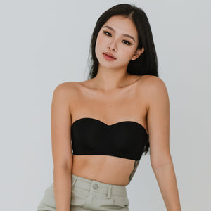 Full Scoop! Seamless Lightly-lined Anti-slip Strapless Wireless Bra in Black
