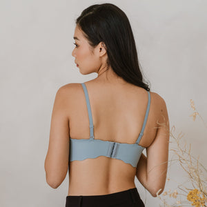 Buttery Lash-Lace! Seamless Super Push Up Wireless Bra in Dusty Sky