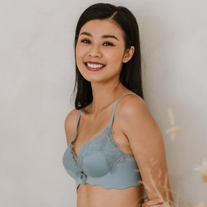 Buttery Lash-Lace! Seamless Super Push Up Wireless Bra in Dusty Sky