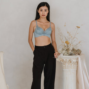 Buttery Lash-Lace! Seamless Super Push Up Wireless Bra in Dusty Sky
