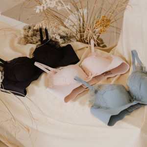 Buttery Lash-Lace! Seamless Super Push Up Wireless Bra in Dusty Sky