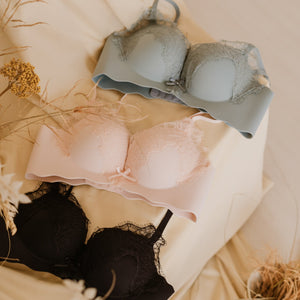 Buttery Lash-Lace! Seamless Super Push Up Wireless Bra in Pinkish Nude
