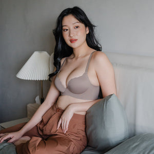 Bulge-Free! Contour Comfort Super Push Up Seamless Wireless Bra in Velvet Mocha