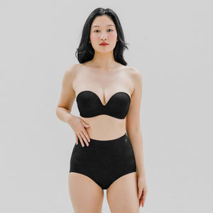 air-Shaper! No-Wedgie Super Mid-Rise Seamless Cheekie (Medium Compression) in Black