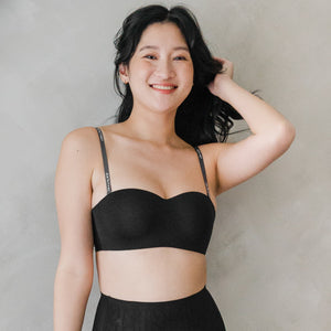Full Scoop! Seamless Push Up Anti-slip Strapless Wireless Bra in Black