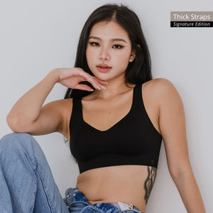 Air-ee Seamless Bra in Black - Thick Straps (Signature Edition)