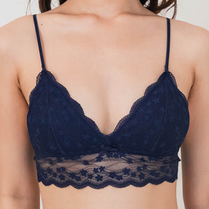 Full Bloom Lace Bralette in Midnight Blue