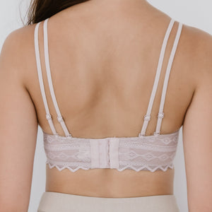 Lace Contour Super Push Up Wireless Bra in Greyish Nude