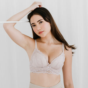 Lace Contour Super Push Up Wireless Bra in Greyish Nude