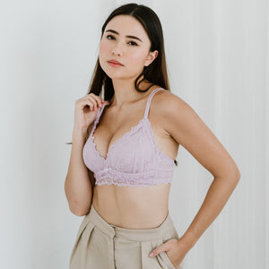 Lace Contour Super Push Up Wireless Bra in Lilac