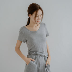 Everyday Bra-less Modal® Fabric Loungewear set in Gray (With in-built cups)