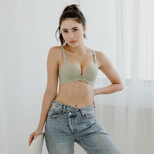 Perk Me Up! Seamless Super Push Up Wireless Bra in Matte Sage