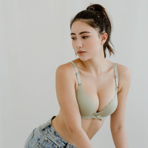 Perk Me Up! Seamless Super Push Up Wireless Bra in Matte Sage