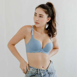Perk Me Up! Seamless Super Push Up Wireless Bra in Matte Blue
