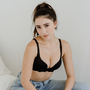Perk Me Up! Seamless Super Push Up Wireless Bra in Matte Black