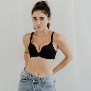 Perk Me Up! Seamless Super Push Up Wireless Bra in Matte Black
