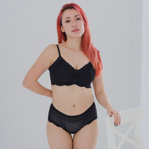 air-ee Lace Mid-Rise Seamless Cheekie in Black (Signature Edition)