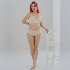 air-ee Lace Mid-Rise Seamless Cheekie in Almond Nude (Signature Edition)