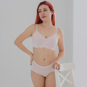 air-ee Lace Mid-Rise Seamless Cheekie in Cotton Candy Pink (Signature Edition)