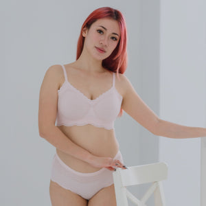 air-ee Lace Mid-Rise Seamless Cheekie in Cotton Candy Pink (Signature Edition)